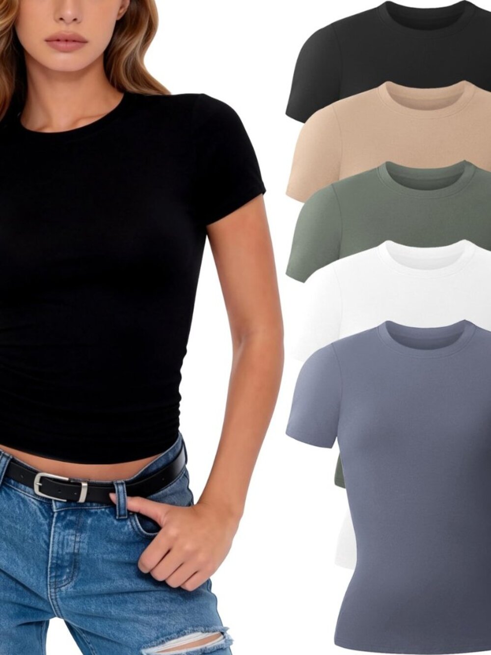 3/5 Pack Womens T Shirts Short Sleeve Workout Tops Basic Tees